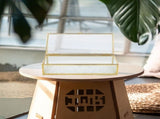 Golden Glass Jewelry Box, Vintage Design, Sturdy Iron Frame, Dust-Proof Lid V1192-AZ-W-19045