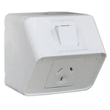 Hager GPO Switched Outlet Weatherproof Surface Mount 1 Gang 10A 250V 1 Pole IP53 Light Grey WBWP1S V1202-V1-HAGWBWP1S