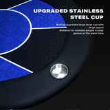 10 Player Foldable Red Color Poker Table Blackjack Texas Holdem Table with Cup Holders V488-POKER - RED