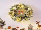 Golden Bell Front Door Artificial Christmas Wreath Pinecone Cotton Golden Flowers Indoor and Outdoor V1192-AZ-W-13840