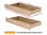 Artiss 2pcs Under Bed Storage with Wheels Rolling Wooden Drawers Single & Double WBED-F-DRAW-OAT-SD-WD-X2