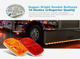 14x Trailer RV Marker LED Light Double Bullseye 10 Diodes Clearance Light Red/Amber,Double Bubble V1192-AZ-W-3886