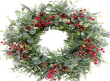 24 Inch Christmas Eucalyptus Red Berries for Front Door, Winter Green Eucalyptus Leaves V1258-DP02-C-2698