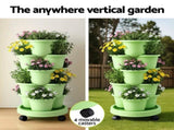 Green Fingers 5 Tier Vertical Garden Planter, Stackable Planters with Wheels, Light Green, Garden GARDEN-5T-LGR