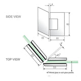 100cm Frameless Diamond Shower Screen with Chrome Brackets and SS Hinges, Square Knob Handle V63-910941