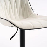 SERENIT White Modern Height Adjustable Swivel Bar Stools Upholstered Leather Barstool Kitchen V255-BS8409-WHITE