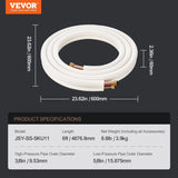 VEVOR 4876.8mm Mini Split Line Set, 9.5 & 15.9mm O.D Copper Pipes Tubing and Triple-Layer V952-KDLJGTJ38INCHPEFUV0