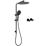 WELS Matt Black Shower Set 12" Large Rain Head Handheld Sliding Rail Arm Round Taps V1233-C4902B22PHR003M4CBKSR112BCPF0282ABK