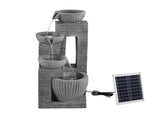 Gardeon Solar Fountains Water Features Cascading Design Polyresin 80cm Grey FOUNT-SQUARE-BOWL-4LVL