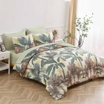 Soft Floral Leaf Comforter Set, King Size, Warm Quilted Bedding with Pillowcases V745-MAB010936AJ3