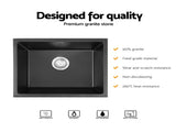 Cefito Kitchen Sink 55x45cm Granite Stone Sink Single Bowl Black SINK-STONE-A-5545-BK