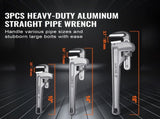 3-Piece Pipe Wrench Set, 10" 14" 18" Aluminum Straight Pipe Wrench, Adjustable Plumbing Wrench, with V952-GQBS101418IN6D4SMV0