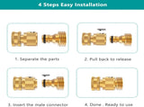 Garden Hose Quick Connector, Solid Brass 3/4 Inch Thread Fitting No-Leak Water Hose Female and Male V1258-DP02-C-252