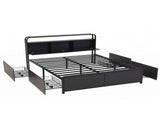 Artiss King Metal Bed Frame 4 Drawers Hidden Storage Headboard HEDY MBED-D-HEDY-K-BK-ABC