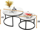 Nesting Coffee Table Faux Marble Small Round Coffee Tables - White V957-SDLISN2188S-2