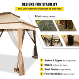 Outdoor Canopy Gazebo Tent, Portable Canopy Shelter with 11'x11' Large Shade Space for Party, V952-ZYP3.3MX3.3MSDZD1V0
