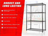 Modular Wire Storage 90x35cm Steel Shelving Black With Fixed Legs For Garage Warehouse Or Kitchen V63-841131