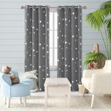 2 pcs Set Thermal Blackout Curtains Anti Cold Silver Star Pattern Eyelet Curtains 132X245Cm Light V1188-MS-227-2194