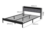 Levede Queen Bed Frame Steel Base with Headboard Grey BF1082-Q-DG-AU