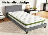 Artiss BedStory Single Bed Frame and Mattress Set, 30cm Hybrid Cooling Gel Mattress with Grey BFRAME-SET-NEO-XFMA-S