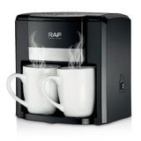 Dual Extraction Coffee Machine with Two Ceramic Cups, 650W Compact Espresso Maker for Home and Small V1341-ZY-9GDNGSZN-BLACK