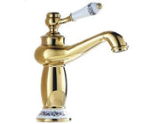 Antique Bronze Basin Faucet Porcelain Handle, Single Lever Deck-Mounted Mixer Tap, Vintage Style V1107-113-85547-SLR