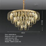 BAMDECOR C3345 Modern Luxury Crystal-leaf Chandelier LED Fashion Creativity Pendant Ceiling V255-BAM-C3345-60