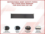 Retractable Baby Safety Fence Pet Stair Gate Barrier for Kids Dog Cat 3M V63-952631