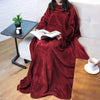 Fleece Wearable Blanket With Sleeves, Wearable Blanket with Sleeves and Foot Pocket, Full Body Throw V1192-AZ-W-34883
