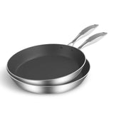 SOGA Stainless Steel Fry Pan 24cm 34cm Frying Pan Induction Non Stick Interior FRYPANNS2870-2875