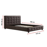 Double PU Leather Deluxe Bed Frame Brown V63-761295