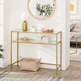 Console Table Metal Frame with 2 Shelves Adjustable Feet V178-11888