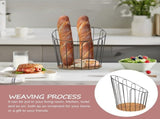 Black Woven Bread Basket with Iron Frame for Serving, Kitchen Storage, Counter Organization and Home V1370-AZ4-14305
