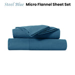 Kingtex Ultra-Soft Micro Flannel Sheet Set 40 cm Wall Steel Blue Queen V442-KIT-SHEETS-MF2023-STEELBLUE-QS