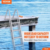 Removable Dock Ladder 5 Steps, 159 kg Load Capacity, Pontoon Boat Ladder with 4'' Wide Step & V952-MTXTCXSJFHXJDO516V0