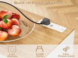 Kitchen Island Cart on Wheels with Charging Station, White, 83x38x82cm LSB-59306