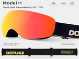 Magnetic Ski Goggles HD Anti-Fog Spherical Lens, UV400 Protection for Snow Sports, Compatible V1341-ZY-VCLGH5NH-D