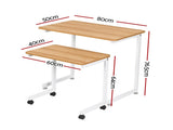 Artiss Mobile Laptop Desk Set 2-In-1 C-Shaped Nesting Table Oak LA-DESK-C-SET-LW