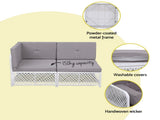Gardeon 4 Seater Outdoor Sofa Set 5PCS Table Chair Set Garden Patio Furniture ODF-SOFA-5PCS-RATTAN-WH-ABC