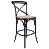 Aster Crossback Bar Stools Dining Chair Solid Birch Timber Rattan Seat - Black V315-VOD-CAFE-13