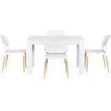 1 Artiss Dining Table and 4 Chairs Set White Wood DSET-120WH-086-WHX4