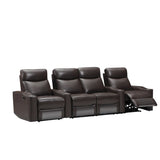 Chicago 4 Seat Home Theatre Genuine Leather Lounge with all Electric Recliners & 4 Cup Holders Brown V195-CHICAGOBROWN