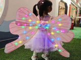 LED Butterfly Wings with Music, Electric Light Up Fairy Wing for Kids Pet Costume, White V1369-AZ3-W-10423