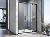 185-200cm Adjustable Wall to Wall Sliding Glass Shower Door in Black V63-847191