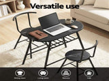 Artiss Dining Table Set 3PC Bistro Kitchen Storage Wine Rack Black Marble Style DSET-D-OVAL-BK
