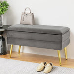 Artiss Ottoman Storage Foot Stool Velvet Grey OTM-RTA-04-VEL-GY