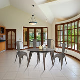 4x Kitchen Dining Chairs Stackable Vintage Metal Chair Backrest Side Chair V63-841671