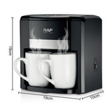 Dual-Cup Drip Coffee Maker with Ceramic Mugs, Compact 420ml Capacity, 650W Fast Brewing for V1341-ZY-Y9X5YY3N-BLACK