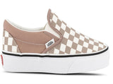 Vans Classic Slip On Canvas Sneaker Shoes Chess Check - Etherea/True White V563-VN00XG8AZT-BRN-US10