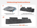 Headboard, King Size Wedge Headboard with 2 Side Pockets and 2 Headrests, Bed Wedge V952-CTBZKINGCCHS803KE001V0
